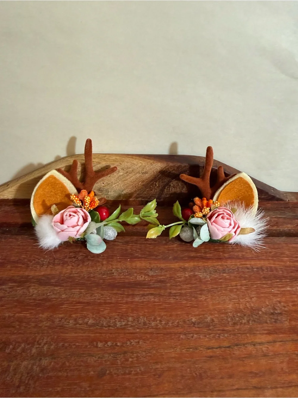 Christmas Reindeer Antlers Hair Clips Deer Horn Barrettes Hairpins Red Berry